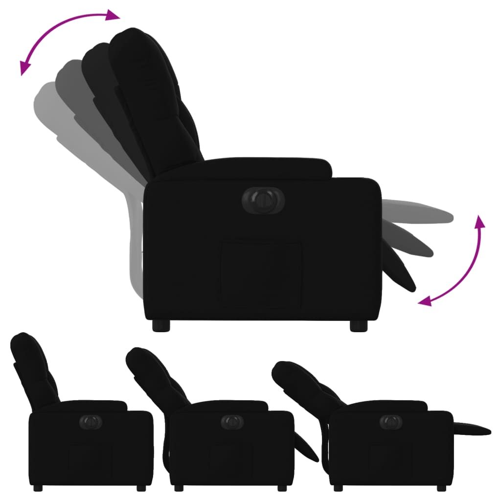 Electric Recliner Chair Black Fabric