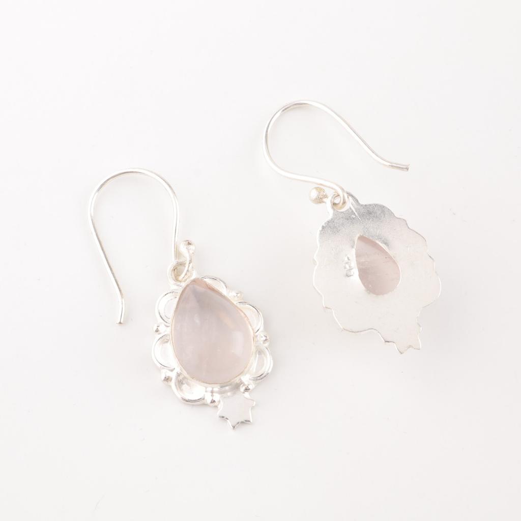 Rose Quartz Gemstone 925 Sterling Silver Earrings Handmade Jewelry Wedding Gift EE-163-35