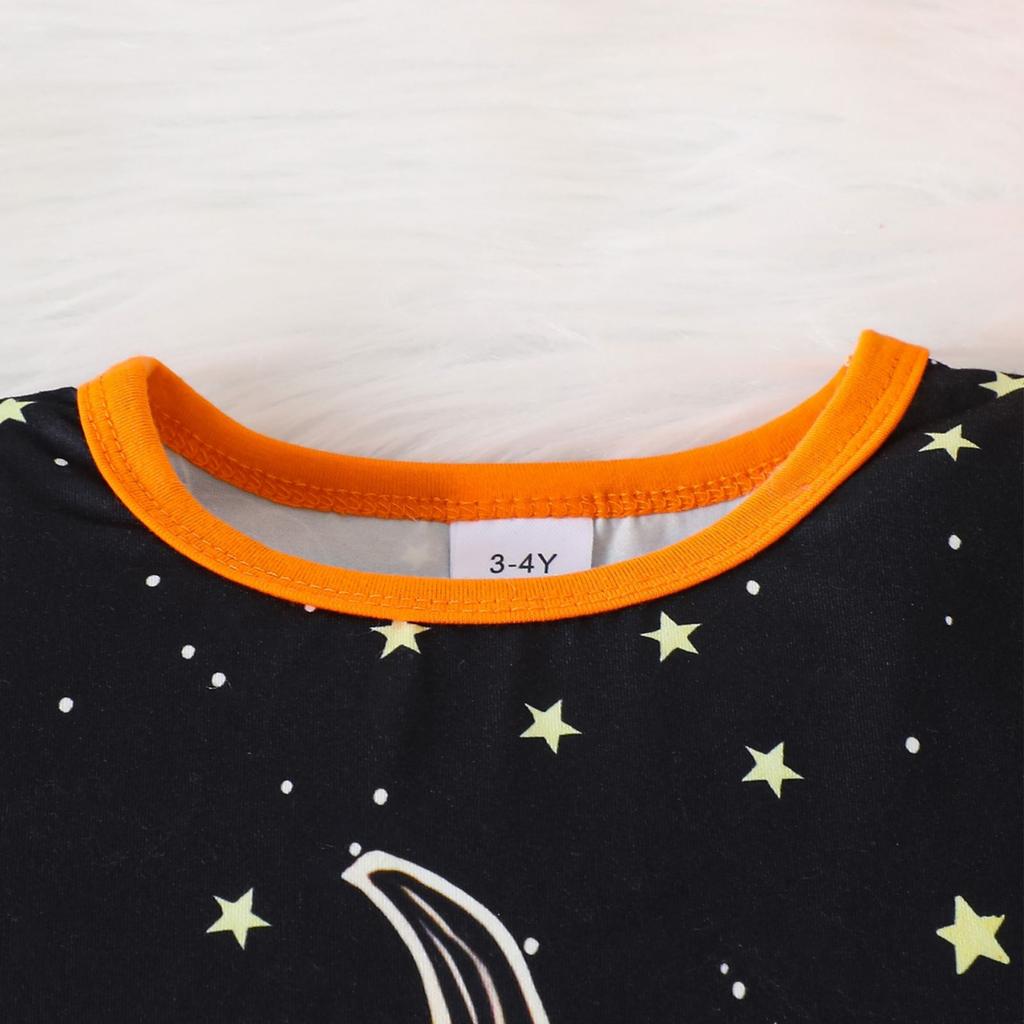 Cartoon Print Halloween Top Loungewear Set