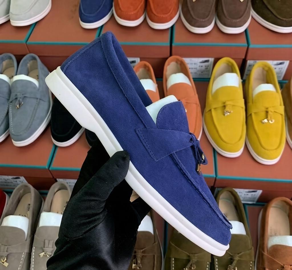 Spot men's shoes casual single shoes flat heel platform loafers soft sole beanie shoes - large size