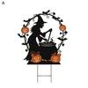 Handmade Witch Garden Stake Black Finish Powder Coated Metal Art Witch Silhouette Stake Halloween Decor