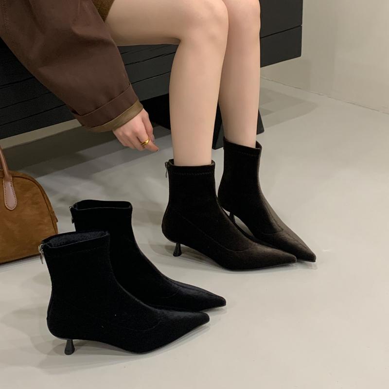 Fashion SUOJIALUN 2025 New Brand Women Ankle Boots Fashion Pointed Toe Ladies Elegant Short Boots Shoes Med Thin Heel Ladies Chelsea Boo