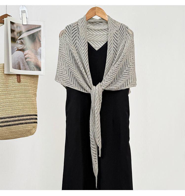 Versatile Minimalist Knit Triangle Scarf Shawl - Women's Summer Ice Silk Outerwear