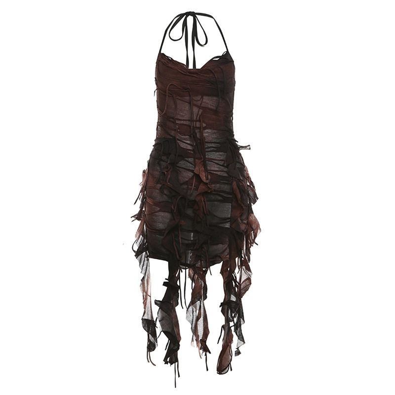 

2024 European and American Style Cross-Border Summer New Women s Fashion Solid Color Slim High-Waisted Stylish Strapless Sexy Backless Dress Brown S