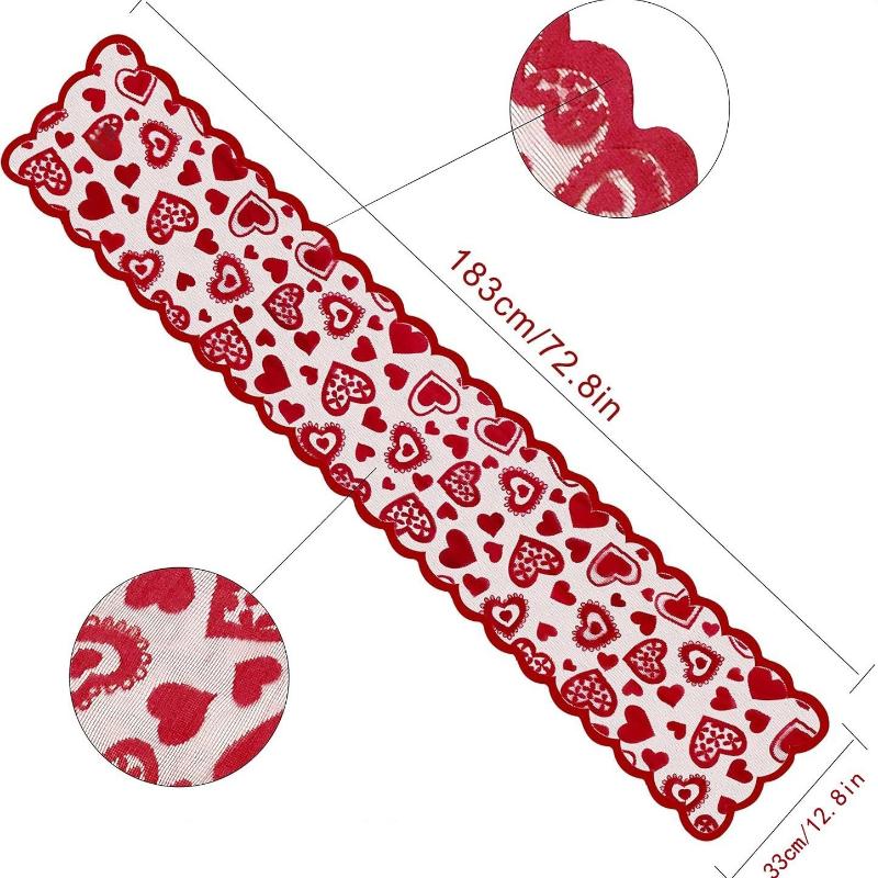 Love Heart Lace Table Runner For Valentine'S Day Decoration Wedding Anniversary Party Table Cover Home Decoration Supplies