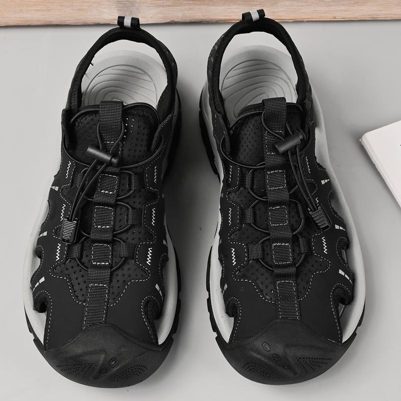 Sandali estivi da uomo, 2024, ciabatte da spiaggia, fatte a mano, in vera pelle, da uomo, casual, da esterno, antiscivolo, da uomo