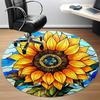 1pc Sunflower StainedGlass Office Round Area Rug, Under Office Chairs Bedroom Living Room Home Decor, Room Deco