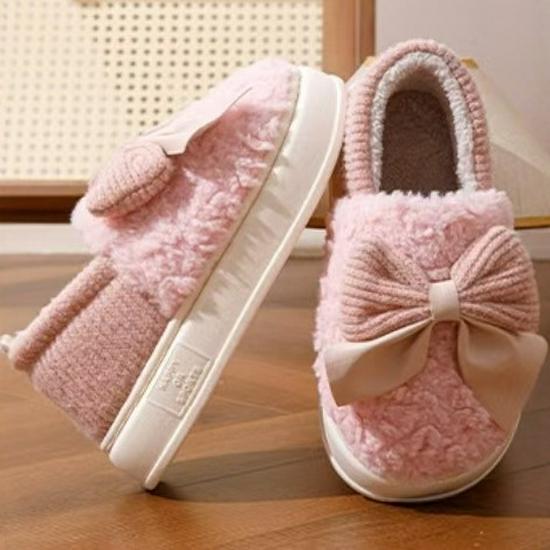 Women's Winter Bowknot Cotton Non-Slip Slippers