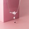 Trendy Y2K Fairy Pink Crystal Zircon Sakura Flowers Bracelet for Women Sweet Cherry Blossom Moon Bow Knot Jewelry Gifts