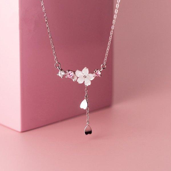 Trendy Y2K Fairy Pink Crystal Zircon Sakura Flowers Bracelet for Women Sweet Cherry Blossom Moon Bow Knot Jewelry Gifts
