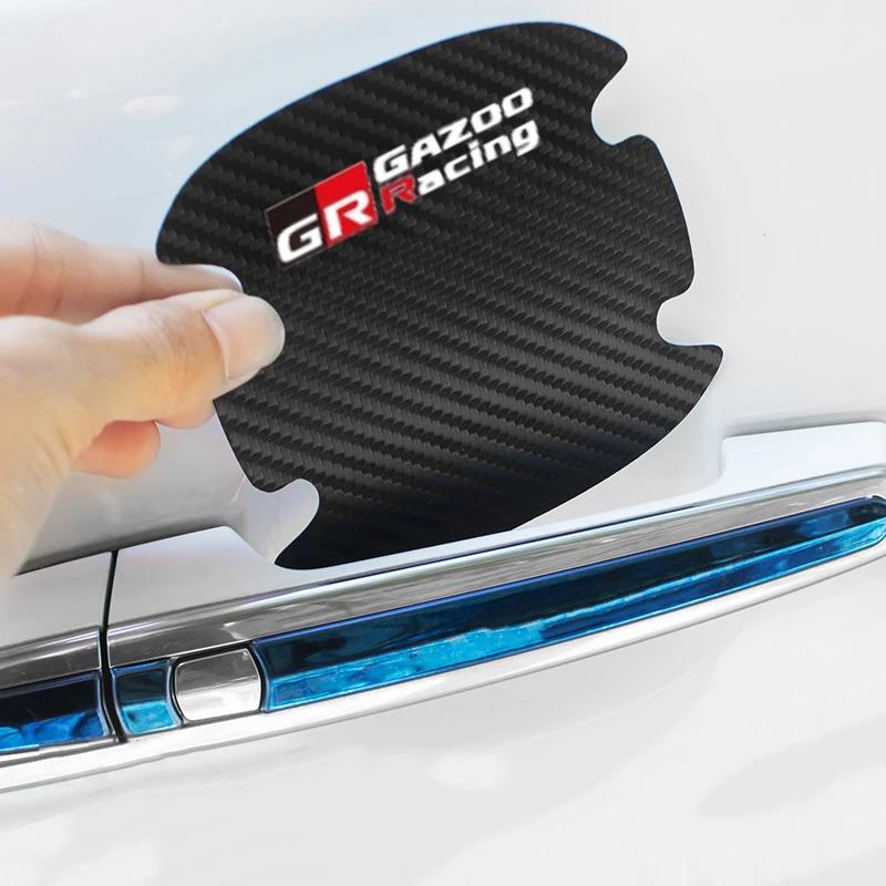 Carbon Fibre Car Door Bowl Protector Anti-scratch Stickers Door Sticker Handle Protection Film for 1ueh GR Gazoo Sport Racing JHES3