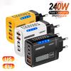 5 Port 240W GaN 2USB 3Type C Desktop Charger USB C Charger Fast Charger LED Phone Adapter For iPhone Samsung Xiaomi Wall Charger