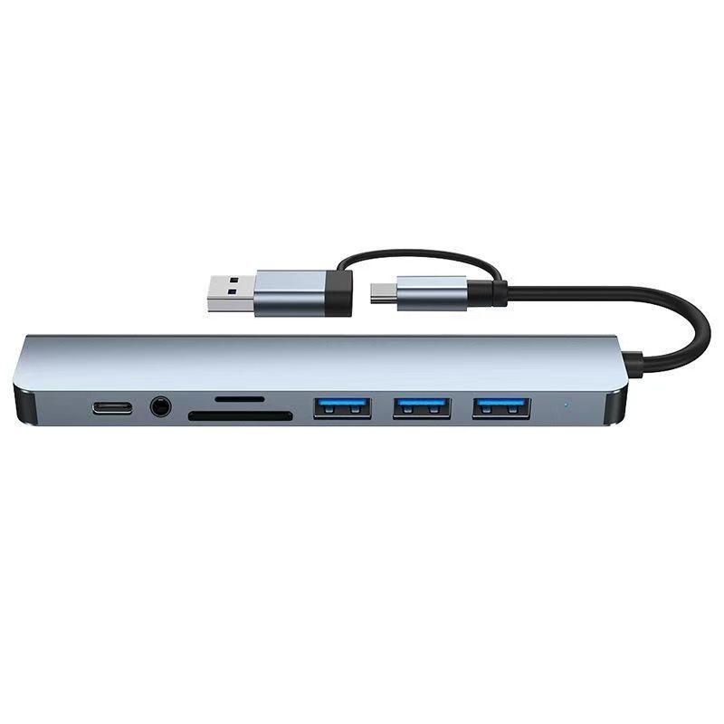 USB Type-C Multi-Port Hub & Card Reader with 8 Ports, USB 3.0
