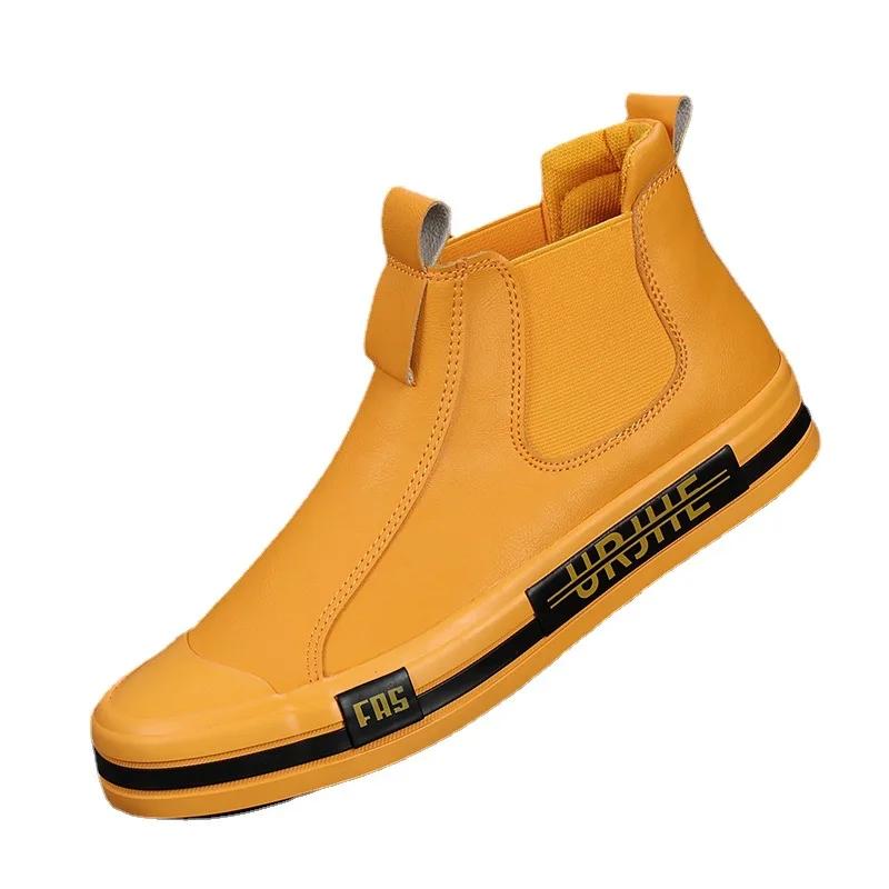 Fashion 2024New Men Boots Fashion Casual Leather Boot High Top Sneakers for Men Winter Plush Warm Cotton Boots Platform Boot Ankle Botas