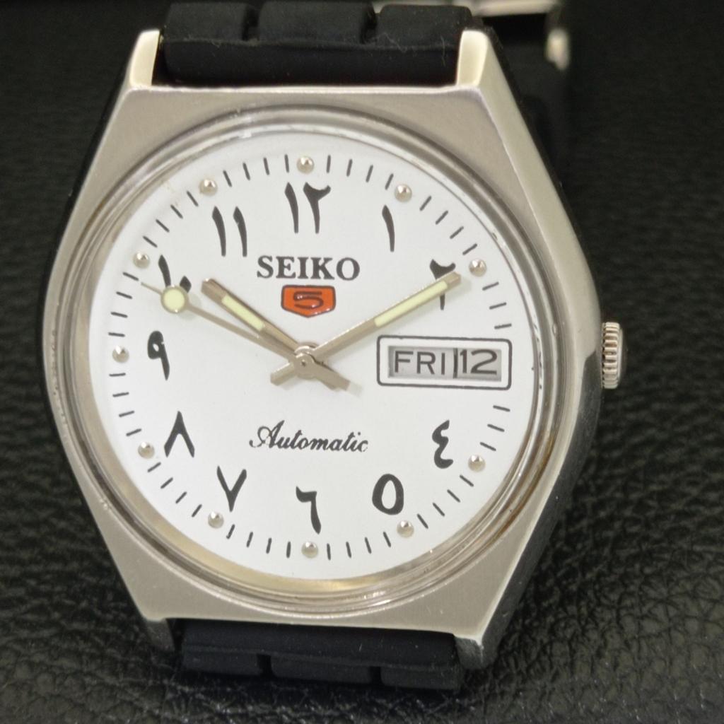 SEIKO 5 AUTOMATIC 6309A VINTAGE JAPAN MENS ARABIC WHITE DIAL WATCH a701414-5 R206b-a701414