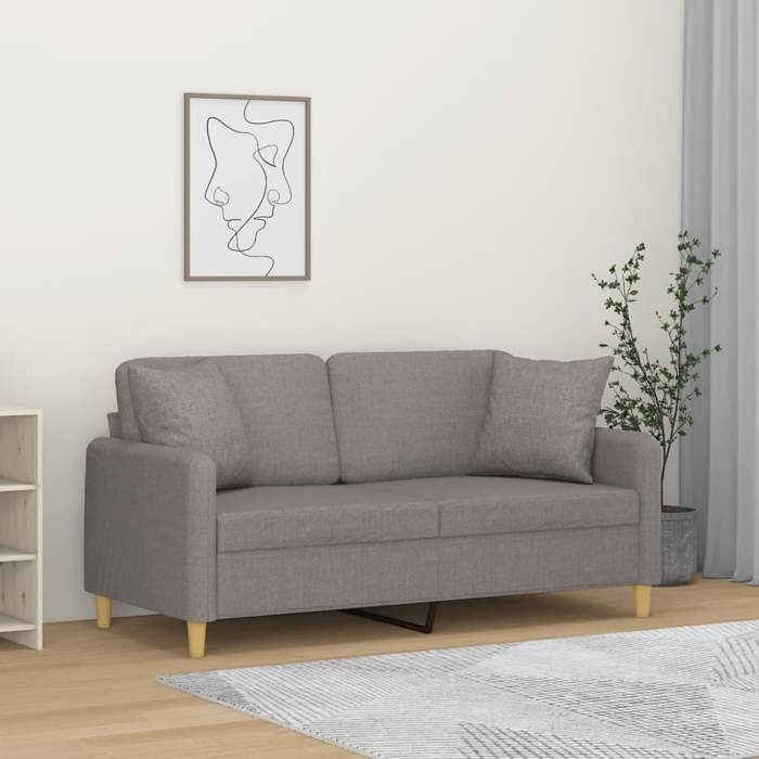 VidaXL Canapé 2 places avec oreillers décoratifs taupe 140 cm tissu 3200916