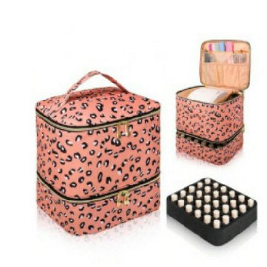 Travel Double-Layer Waterproof Nail Polish & Essential Oil Makeup Bag for Women