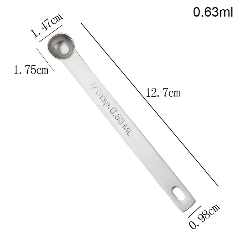 1Pc 304 Stainless Steel Rectangular Kitchen Measuring Spoons With Scale For Coffee Graduated Spoon Powder Coffeeware