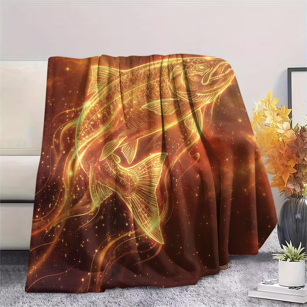 Goldenes Licht Kleintier-Print Flanelldecke, Hohe Qualität, Bequem für alle Jahreszeiten, Heimdekoration, Wärme und Komfort, Perfekt für Weihnachtsgeschenke