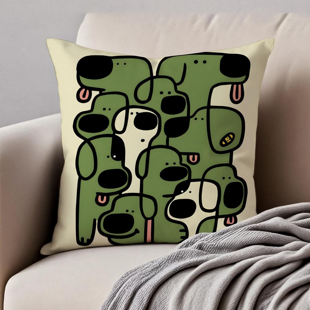 Quirky Modern Art Abstract Dog Cushion Cover Pillowcase Antidustmite Invisible Zipper Short Plush Sofa Cushion