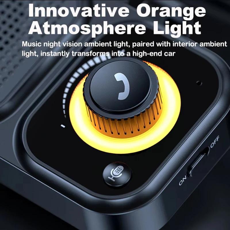 Altoparlante Bluetooth 5.4 per Auto Kit Vivavoce per Auto Clip Parasole Ricevitore Audio Wireless Vivavoce Lettore Musicale Potente con Luce Ambientale