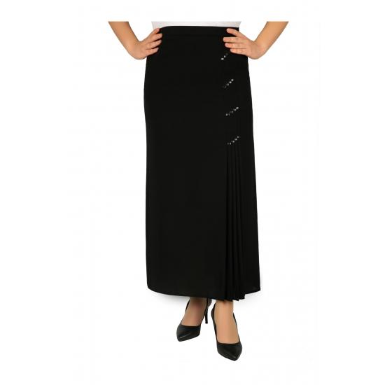 WOMEN'S Hijab Plus Size Leather Detailed Lined Pleated Crepe Mother Skirt