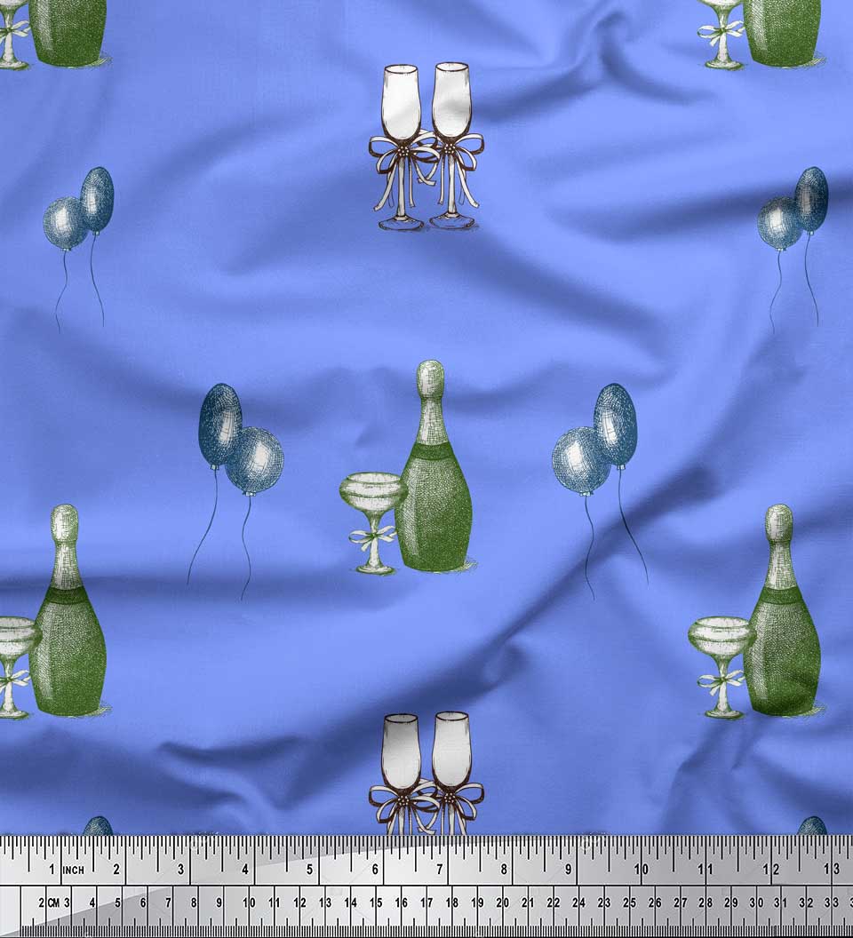 

Синяя японская креп-сатиновая ткань Soimoi, ткань с принтом для бутылок и бокалов для вина, 42 дюйма по метрам 42 Inch Wide - Cotton Voile синий