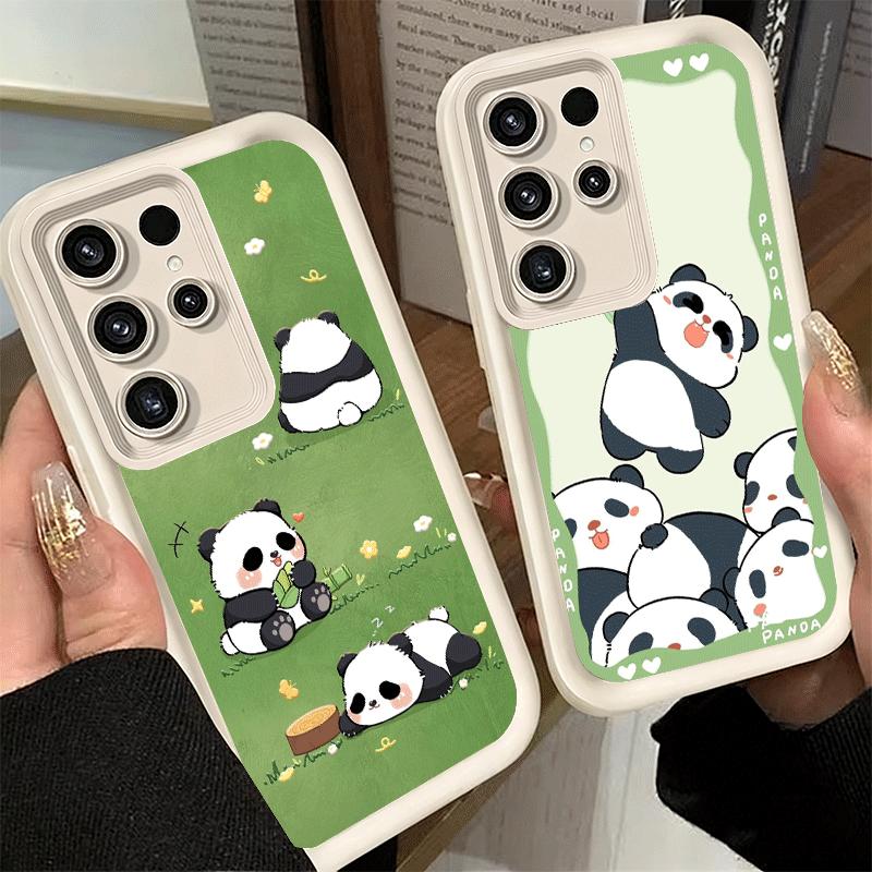Phone Case for Samsung Galaxy S26 S25 Ultra S24 FE Cute Cartoon Panda Shell S23 Plus S22 + S21 S20 5G Soft Silicone Funda