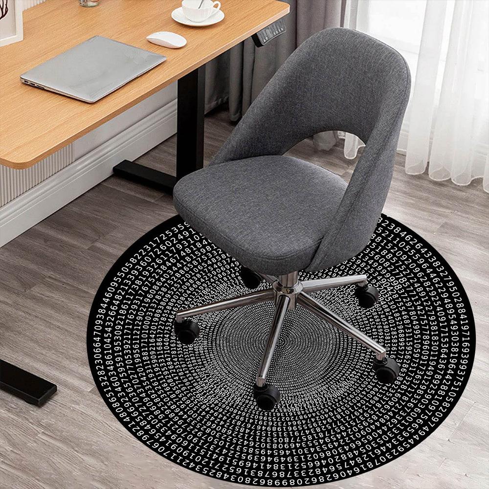 1pc Pi Numbers Pattern Office Round Rugs, Under Chair Round Rugs for Living Room, Bedroom, Bathroom Decoration Carpet 091808