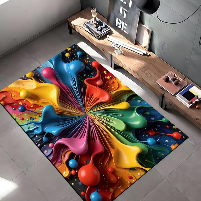 3D Colorful Abstract Splash Art Pattern Living Room Carpet Rug Suitable for use as an anti-slip for living room bedroom sofas