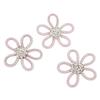 3Pcs Shoe Brooch Cute Colours 6cm Rhineston Wide Flower Shape Clothing Brooch for Shoes Bag Wedding DressPink Mesh