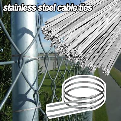 100PCS Heavy-duty Stainless Steel Cable Ties - Rust Proof, High Temperature Resistant Metal Cable Ties, Suitable for Mechan