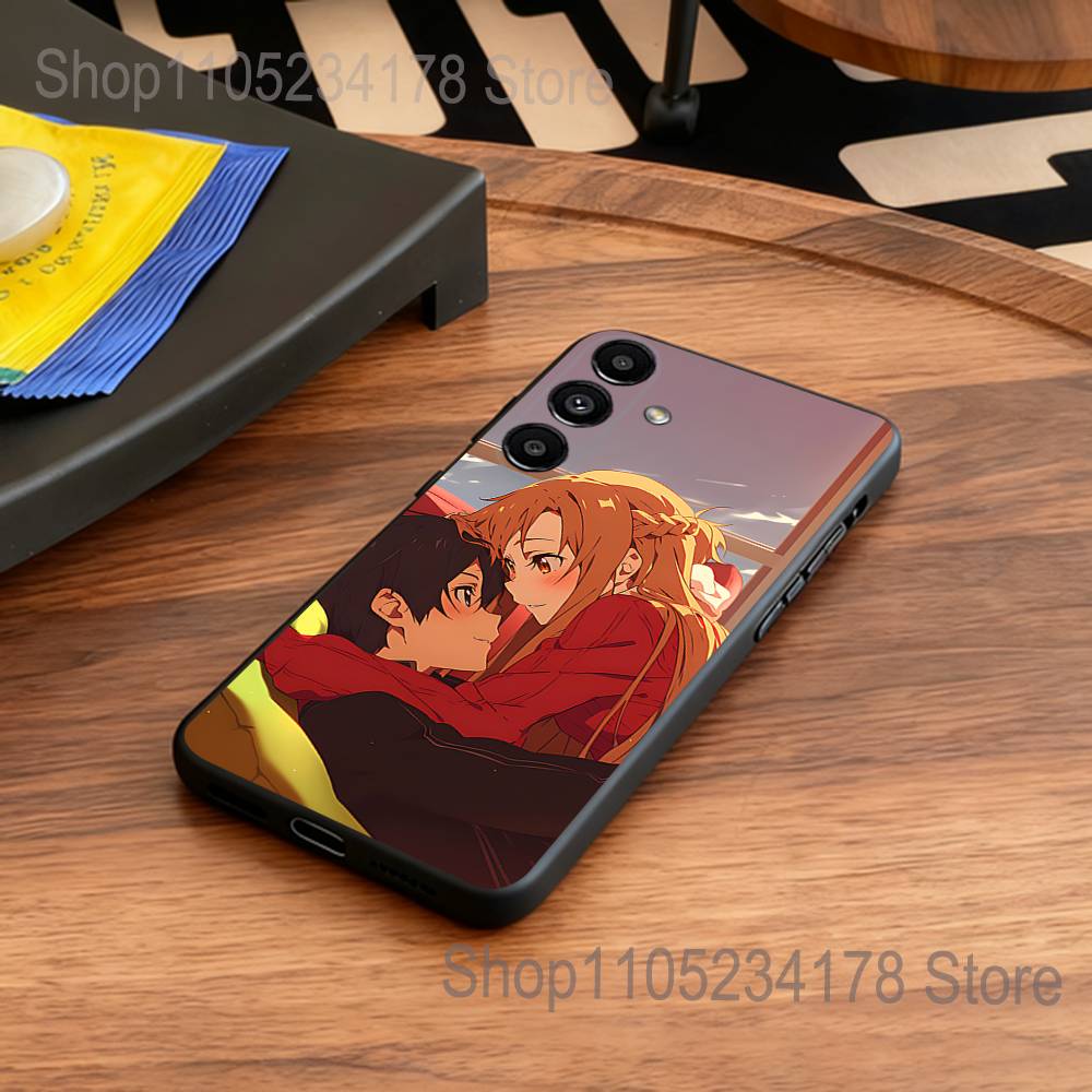 A-Asuna Anime Kirito Phone Case For Samsung S25,S24,S21,S22,S23,S30,Ultra,S20,Plus,Fe,Lite,5G Black Cover
