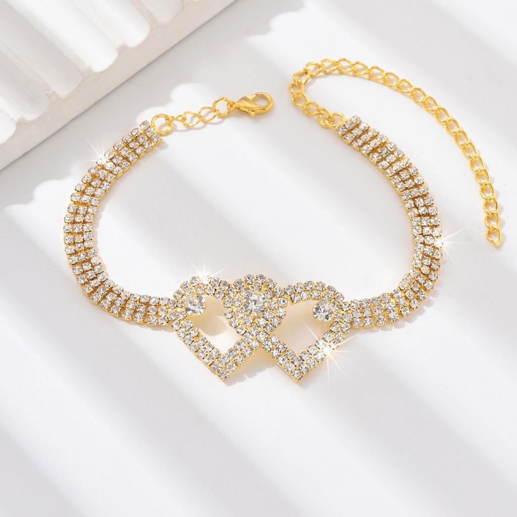 1 Women's Trendy Claw Chain Series Double Peach Heart Feet Chain Outdoor Tourism Beach Banquet Party Festival Gift