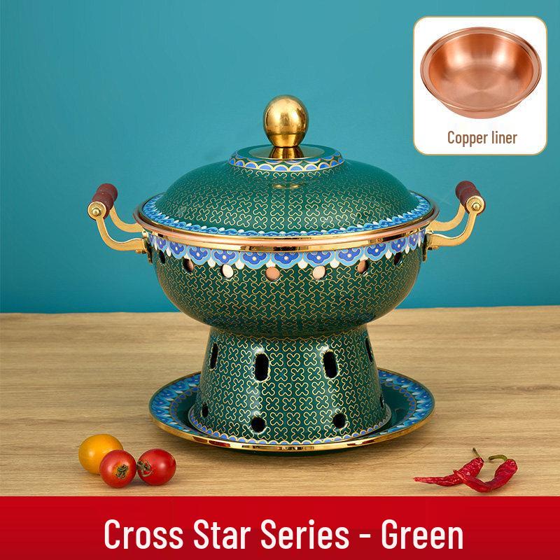 Cloisonné Pure Copper Personal Hot Pot