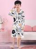 Girls' Combed Cotton Long-Sleeve Pajama Robe - Spring/Summer Bathrobe for Kids, Cute Sleepwear for Middle and Big Girls