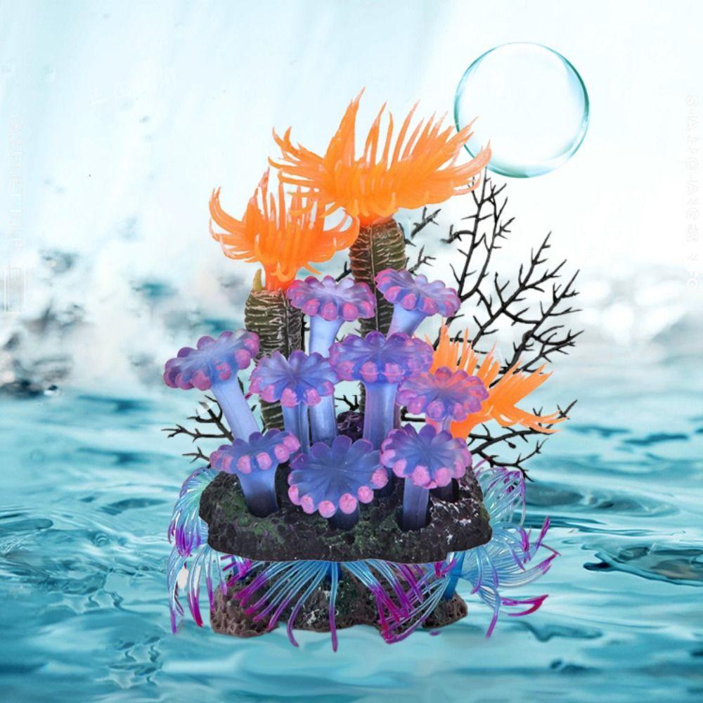 Lifelike Simulation Colorful Resin Soft Silicone Artificial Coral Fish Tank Decoration Coral Reef Stone Fake Coral
