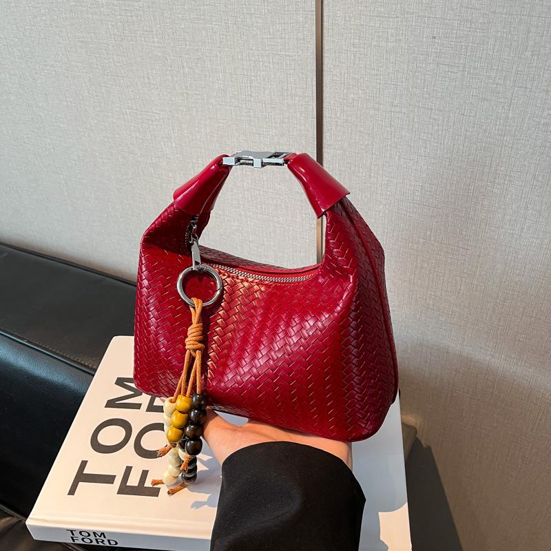 Premium Sense Woven Pattern Handbag Women's New Fashion Versatile Shoulder Messenger Bag Niche Dumpling Bag