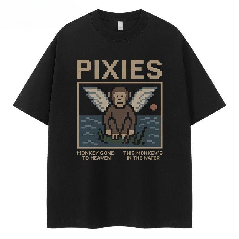 

PIXIES bands retro Americanstyle streetwear loose cotton roundneck rock shortsleeved Tshirt M