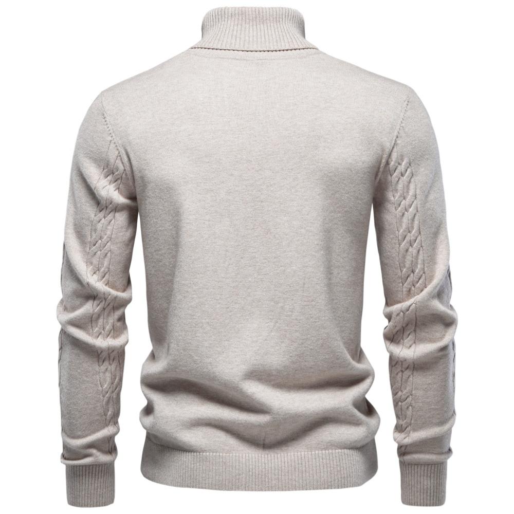 AIOPESON Herren Rollkragenpullover Zopfmuster Strickware Rippbündchen Pullover Smart Casual Business Warm Herbst Winter