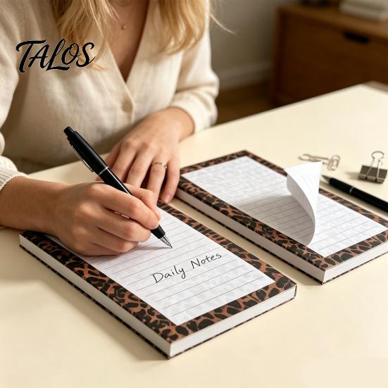 Retro Style Memo Notes 2PCS Leopard Print Magnetic Sticky Notepad, Pads with Shopping List Strong Backing, Decorative Planner for Lists And