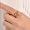 Thumb Ring Hollow Star Shape Adjustable Opening Design Finger Ring Titanium Steel Finger Band Versatile Jewelry Gift
