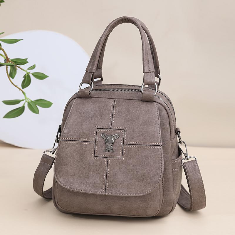 Multifunctional Shoulder Bag Women's Soft Leather Backpack Solid Color Shoulder Bag