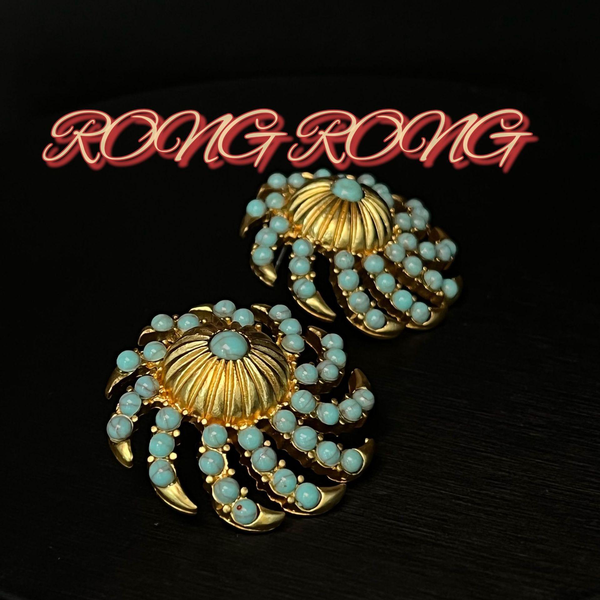 Retro Enamel Jewelry Rhinestone Fireworks Antique Earrings Exaggerated Temperament Personalized Vintage