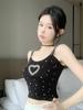 WTEMPO Girl's Solid Color Rhinestone Camisole Vests Women's Spring Summer Sleeveless Outerwear Short Tank Tops