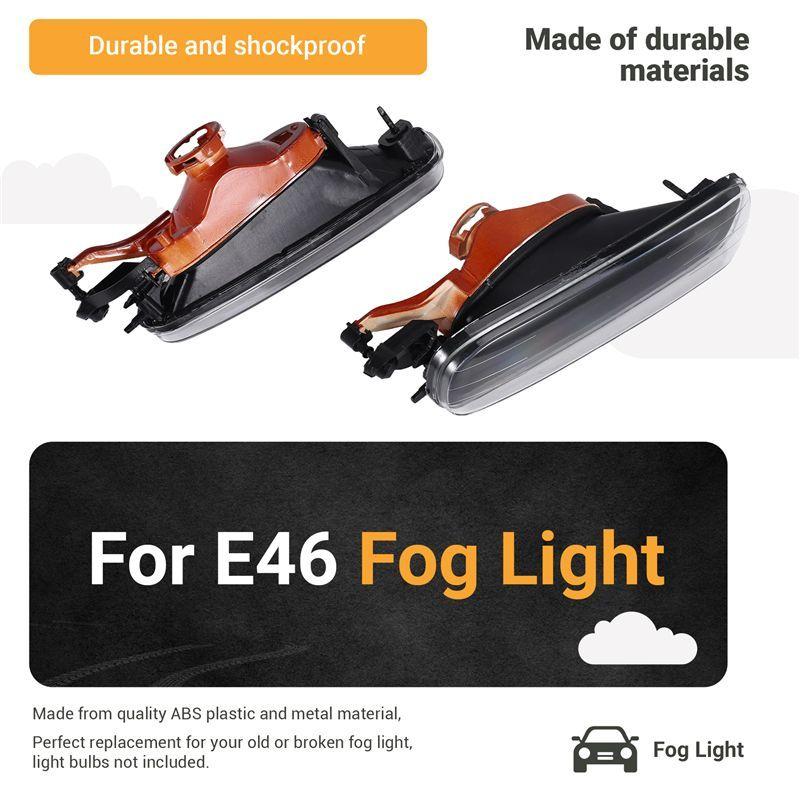 Durable-1 Pair Fog Light Left Right Fog Lights Driving Lamps Cover For-BMW 3 Series E46 4 Door 1999 2000 2001 LED Car Day Light