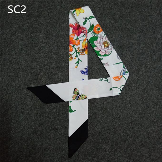 

2024 New Skinny Scarf Butterfly Floral Printing Silk Scarf For Women Luxury Brand Foulard Fashion Ladies Bag Scarf Head Scarves