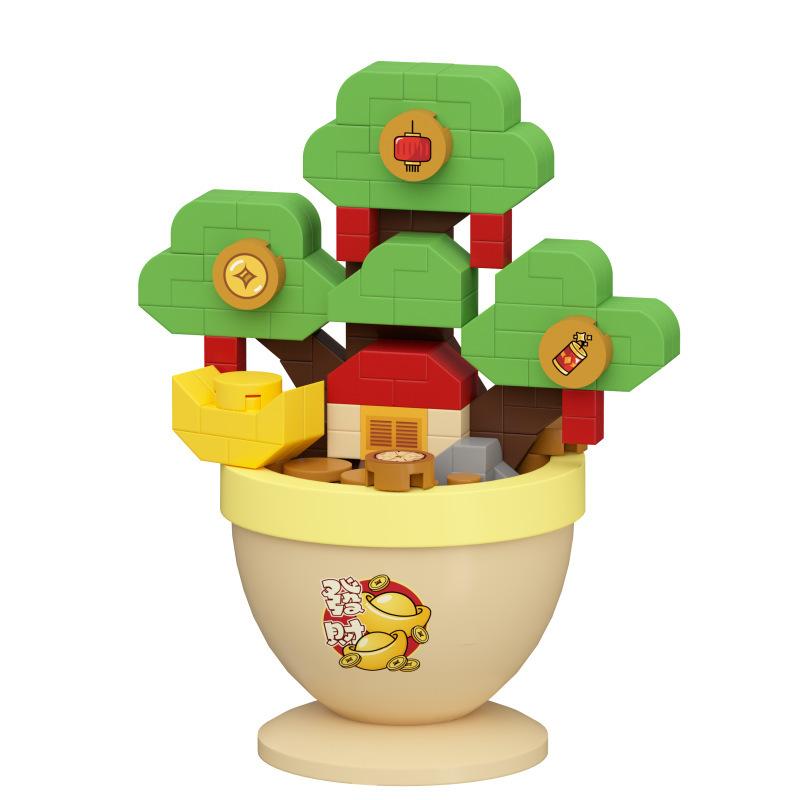 Lustige Mikro-Bausteine Spielzeug Mikro-Landschaft Blumen und Baumhaus Kinder Montage Puzzle Schreibtischdekoration