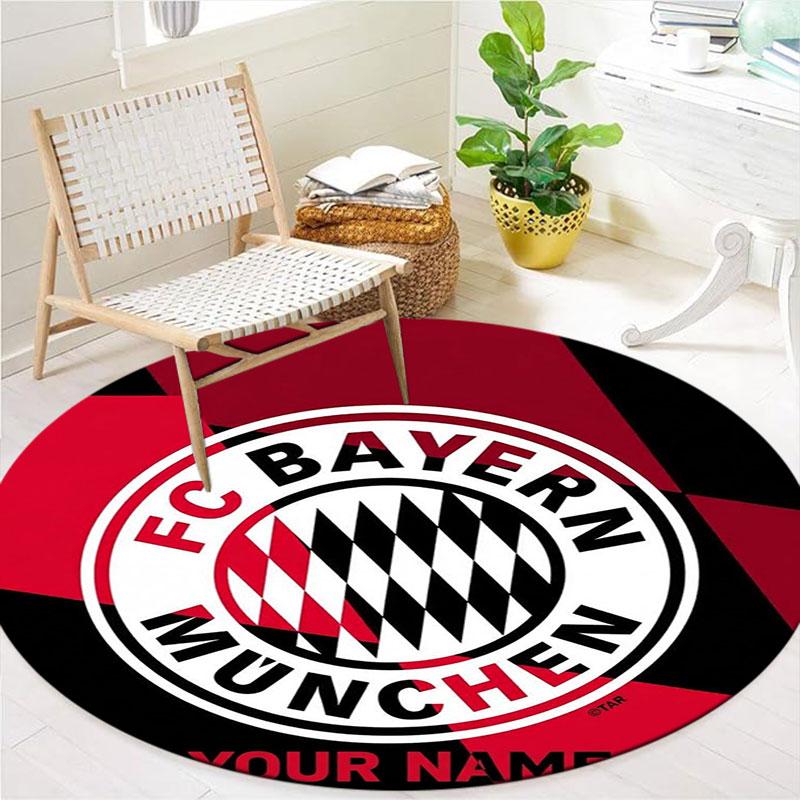 FC Bayern Munchen Custom Name Round Area Rug,Carpet Rug for Living Room Bedroom Sofa Playroom Decor,Non-slip Floor Mat