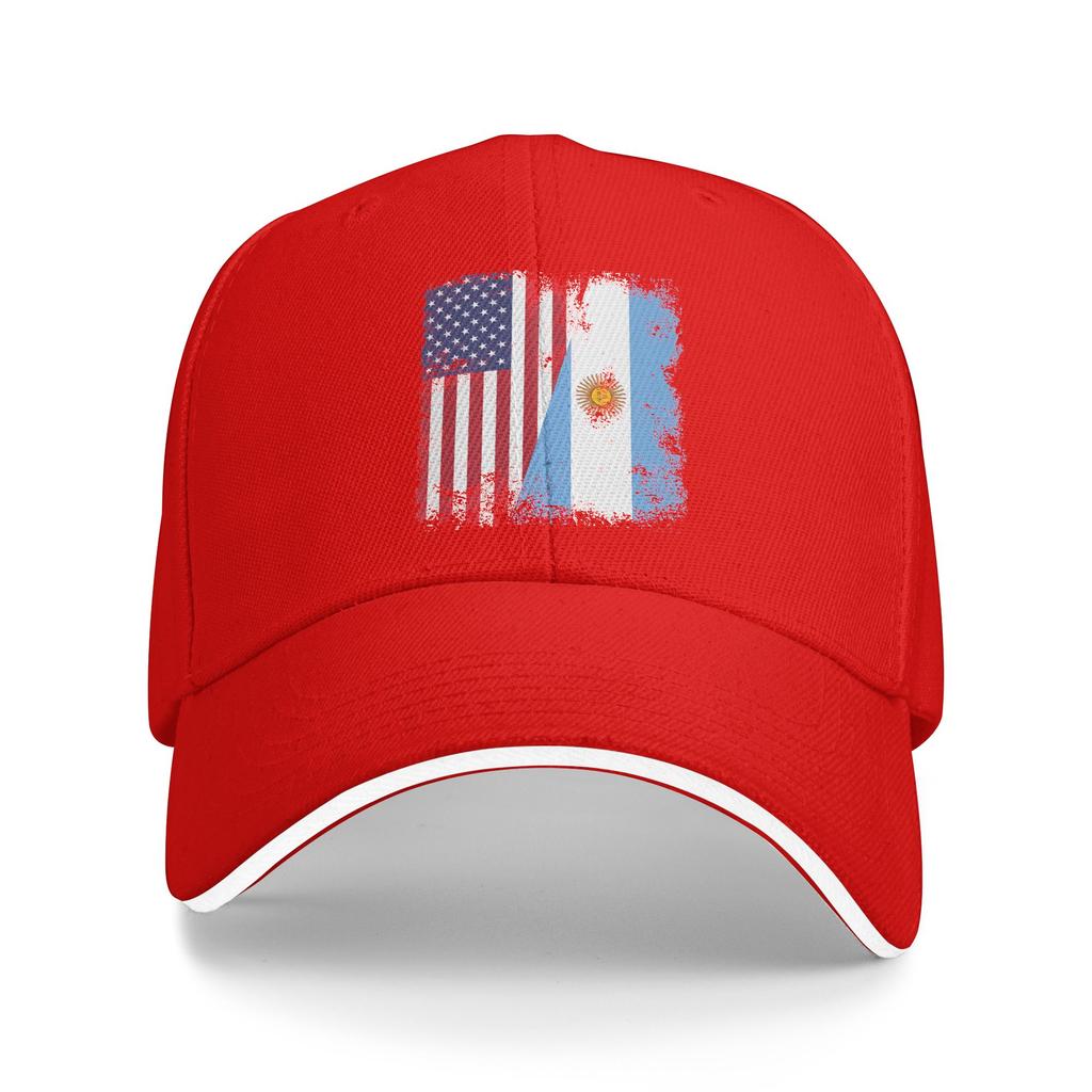 Half Argentinian Flag Vintage Argentina USA Sun Baseball Cap Summer Streetwear Trucker Hat For Couple Outdoor Gym Snapback Cap